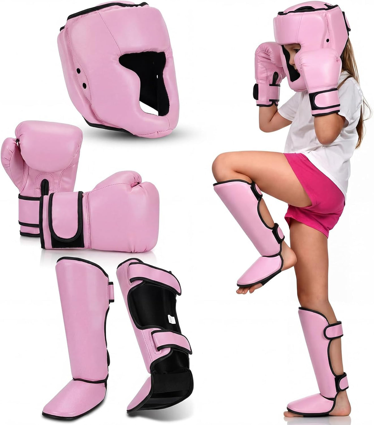 5 Pcs Boxing Guards Set for Kids with Sparring Headgear