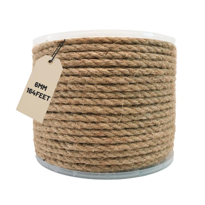 Jute Twine Rope 6mm x 164ft, Natural Jute String