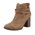 DREAM PAIRS Women's Chunky High Heel Ankle Booties Shoes,Tan,8.5