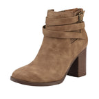 DREAM PAIRS Women's Chunky High Heel Ankle Booties Shoes,Tan,8.5