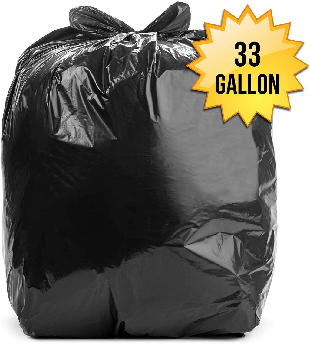 33 Gal Black Trash Bags, 1.7 MIL (EQ.), 33" x 39" (100 Pk)