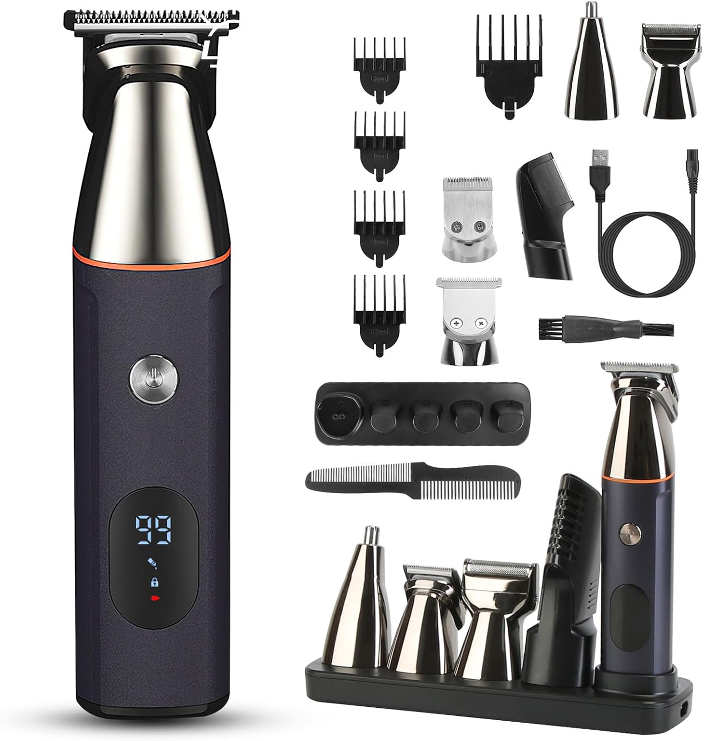 Beard Trimmer for Men, All-in-One Mens Grooming Kit Waterproof Electric Razor for Nose, Body, Face and
