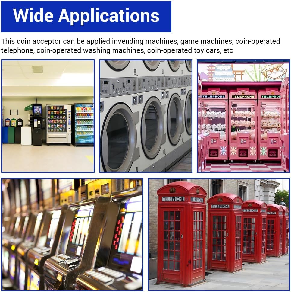 Multi Coin Acceptor Selector Slot,DC 12V for Arcade Game Mechanism Vending Machine High Accuracy 6 Kinds of Coins