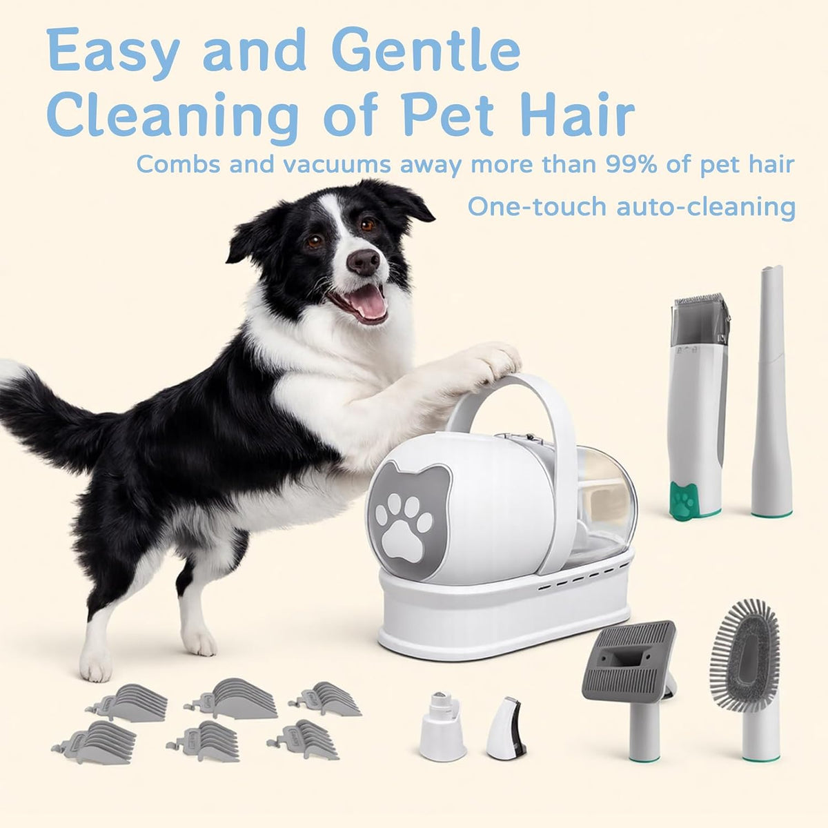 Dog Grooming Kit, Pet Grooming Vacuum with Pet Clipper Nail Grinder, Dog Hair Vacuum with 6 Pet Grooming Tools for