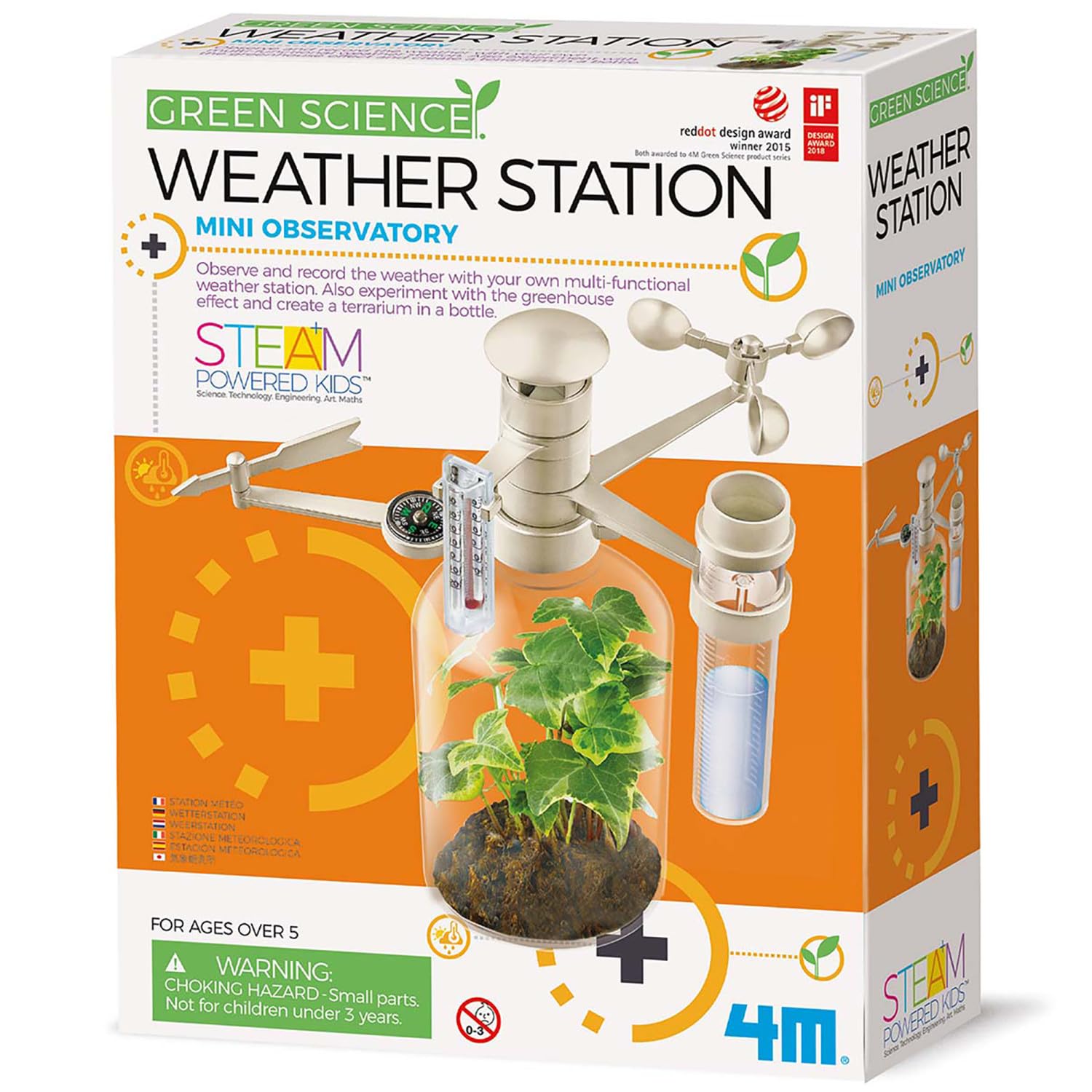 Green Science Weather Station - DIY Mini Observatory & STEAM Science Kit | Build an anemometer, rain gauge and