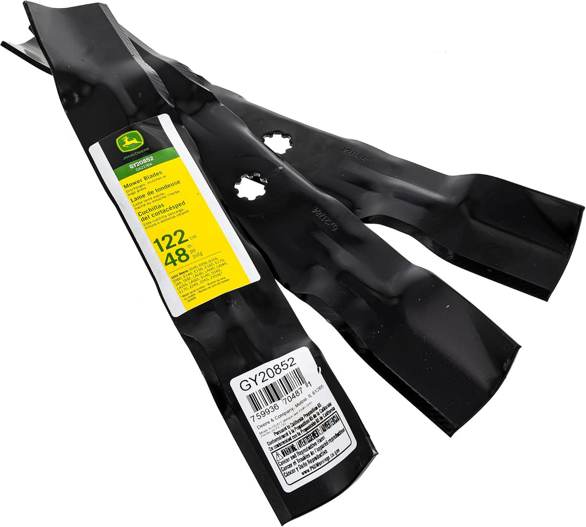 John Deere OEM High Lift Mower Blade Kit GY20852 for 145 D140