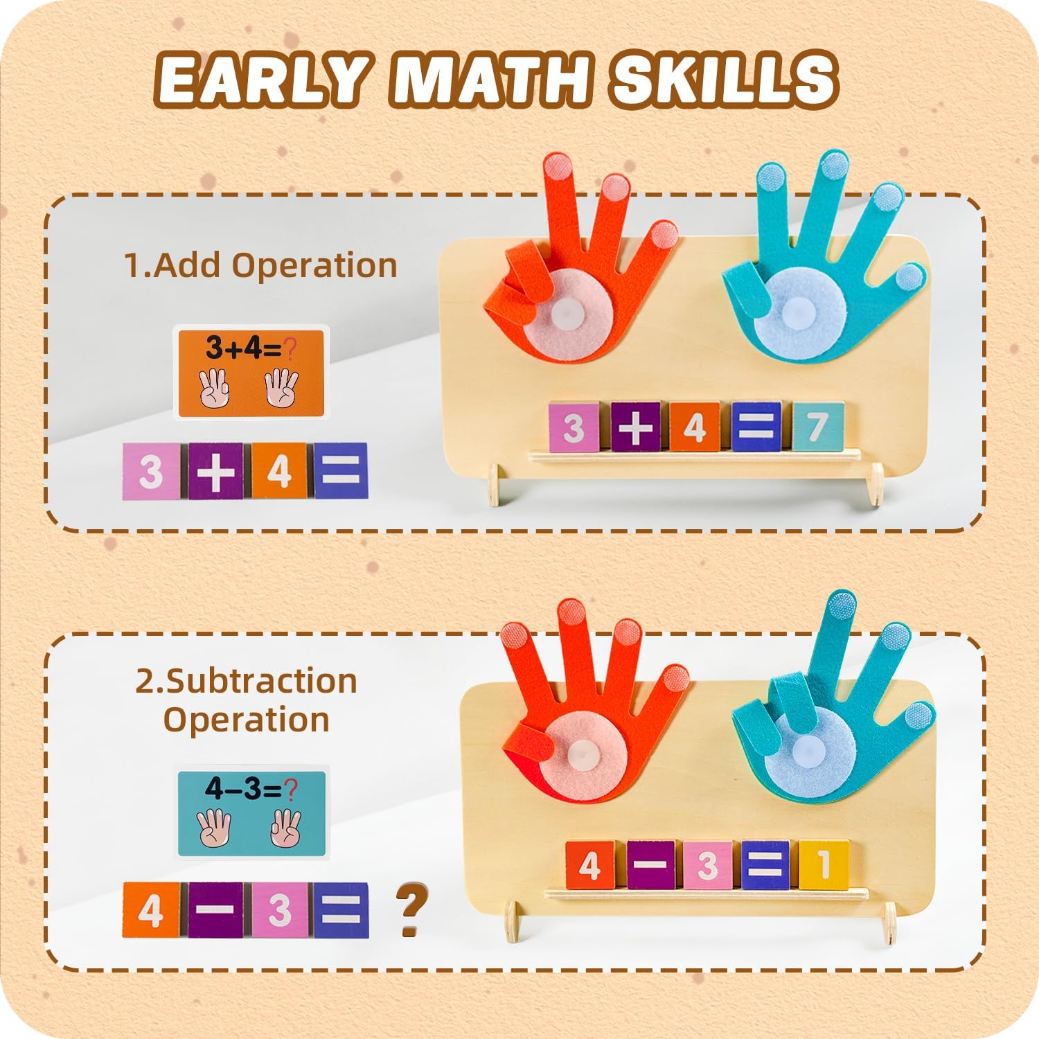 Preschool Learning Toys for Toddlers 3+ Years, Educational Number Counting Blocks for Kids, Homeschool Supplies for