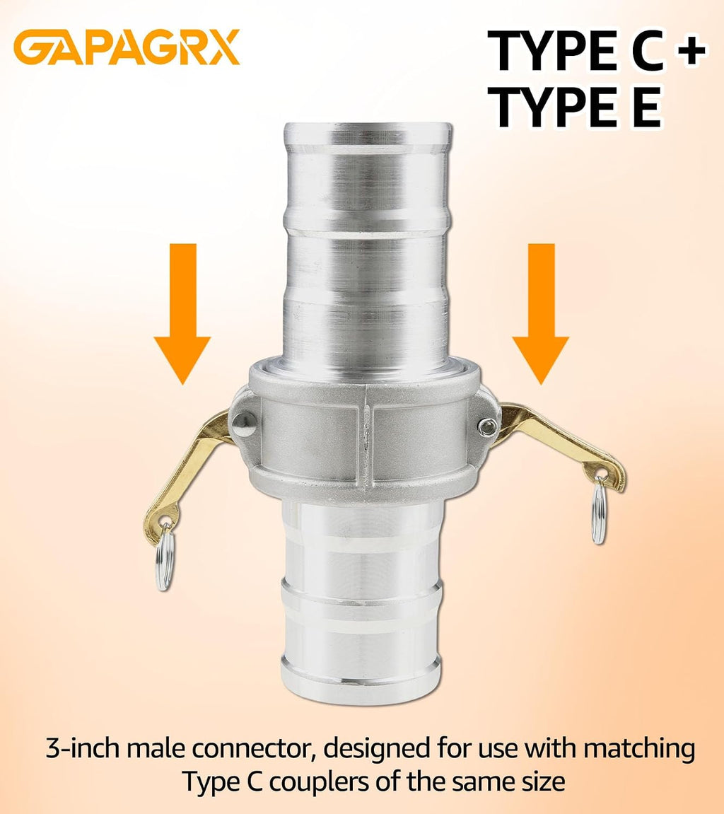 2 Set 3" Camlock Fitting Type C&E, Aluminum Cam and Groove Hose Fitting Kit
