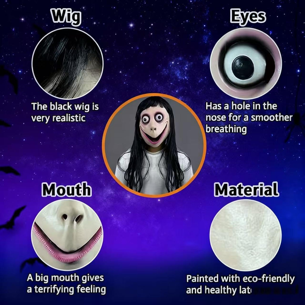 MOMO Challenge Latex Mask - Ultra Realistic Horror Mask Based on Internet Legend - Creepy Halloween Mask for Adults
