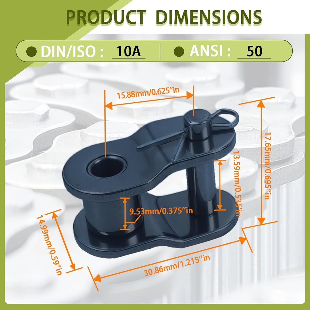 #50 Roller Chain Offset Half Link - 5/8" Pitch, ANSI-Compatible, Carbon Steel, 5-Pack for Chain Length Adjustment & Repairs