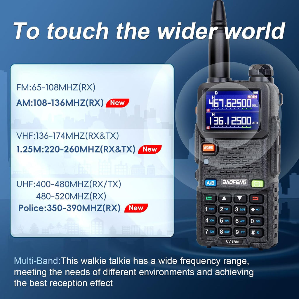 Ham Radio BAOFENG Radio 5RM 10W Handheld Long Range Walkie Talkies NOAA Emergency Two Way Radio with 999CH, USB-C