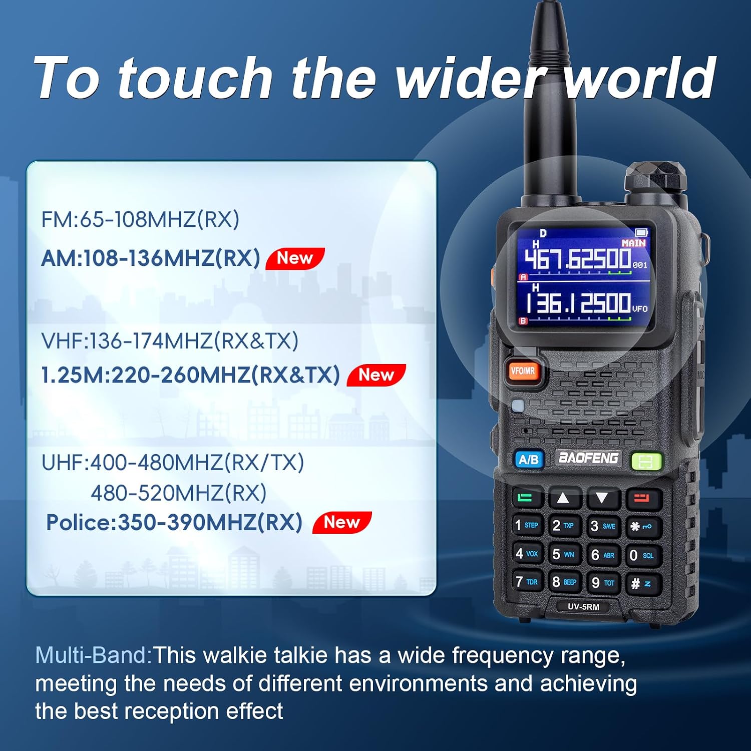 Ham Radio BAOFENG Radio 5RM 10W Handheld Long Range Walkie Talkies NOAA Emergency Two Way Radio with 999CH, USB-C