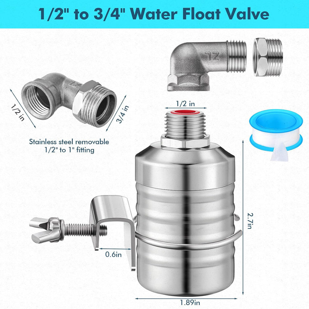 MorningRo 2 Pack Float Valve for Water Tank 1/2" to 3/4", Classic Style