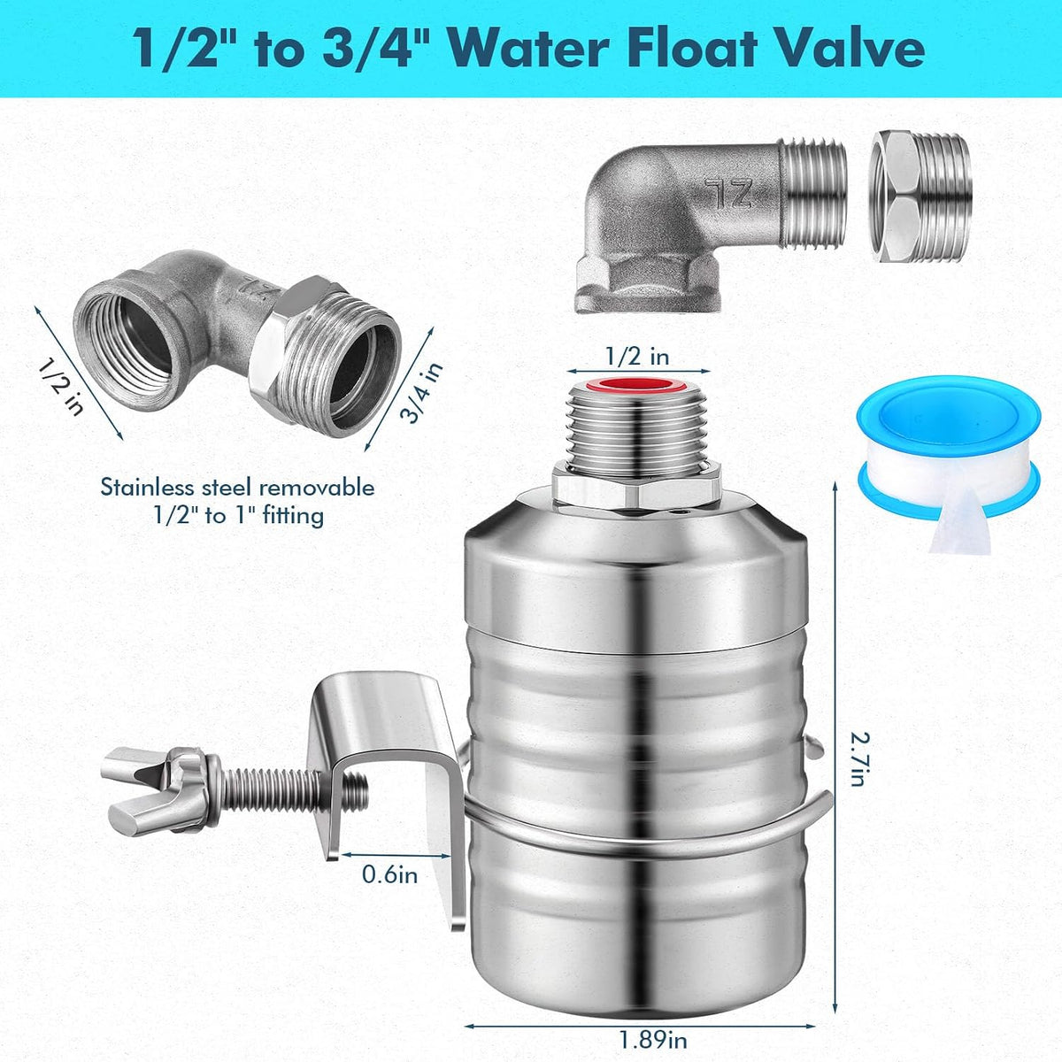 MorningRo 2 Pack Float Valve for Water Tank 1/2" to 3/4", Classic Style