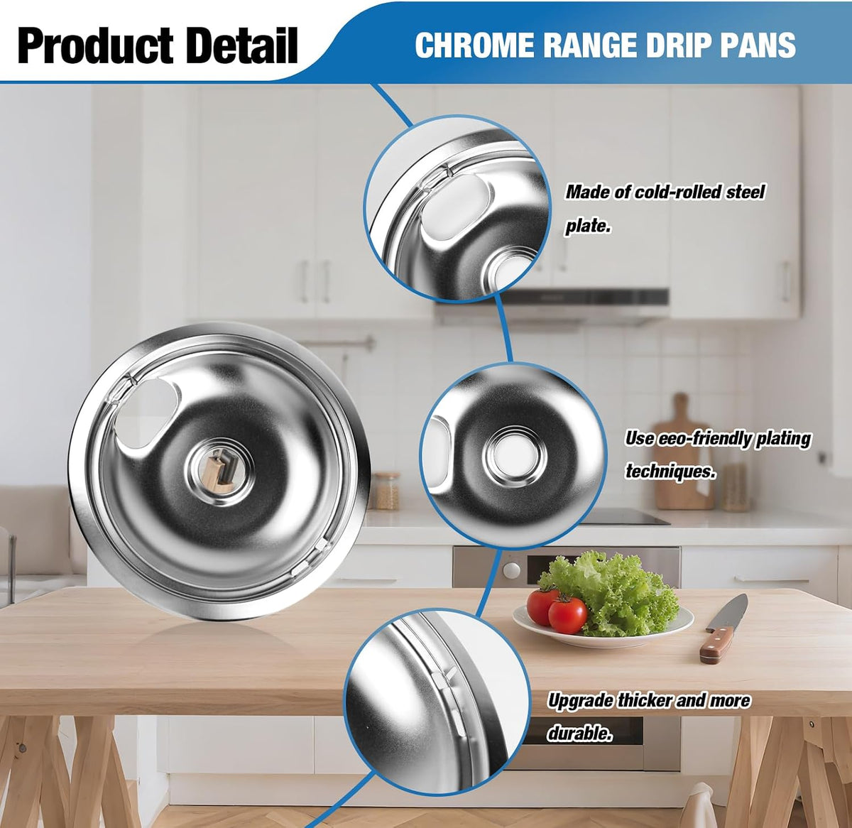 W10196405 W10196406 Drip Pan 4 Pack 6&8 Inch For Kenmore Ranges