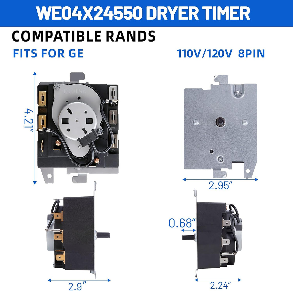 WE04X24550 234D2377P004 GTD42EASJ2WW GTD48EASW0WB Fit for GE Dryer Timer