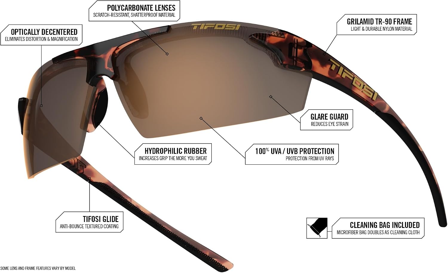 Track Half-Frame Sunglasses - Baseball, Golf & Pickleball | 100% UVA/UVB, shatterproof polycarbonate. Ultra-light