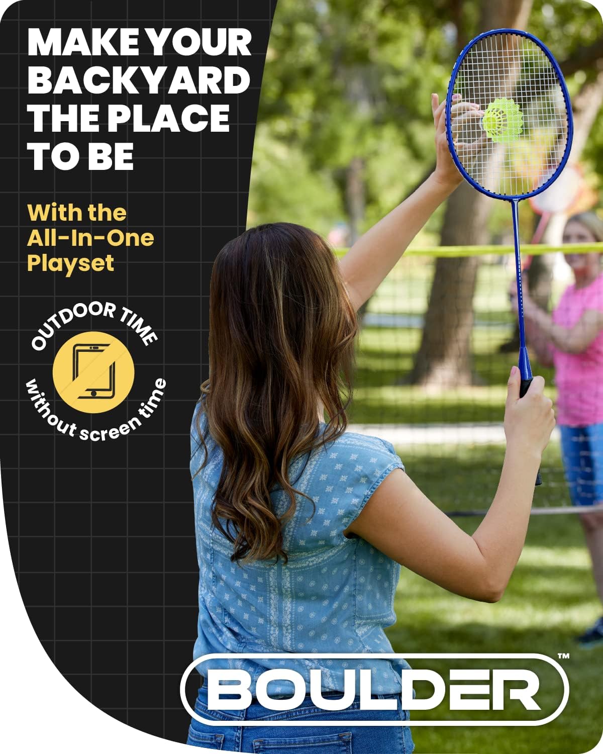 Portable Badminton Pickleball Net - Foldable/Extendable Poles for Multiple Sports Heights (UP to 5 ft) - Ideal for