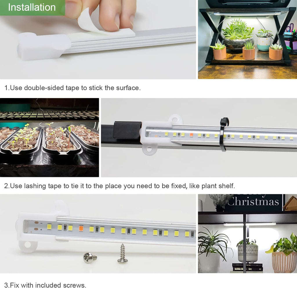 16in Plant Grow Light Strip, Full Spectrum for Indoor Plants 5V/2A | 120 LEDs 2 Bars 2 Pack, 6000K Growing Lamp with