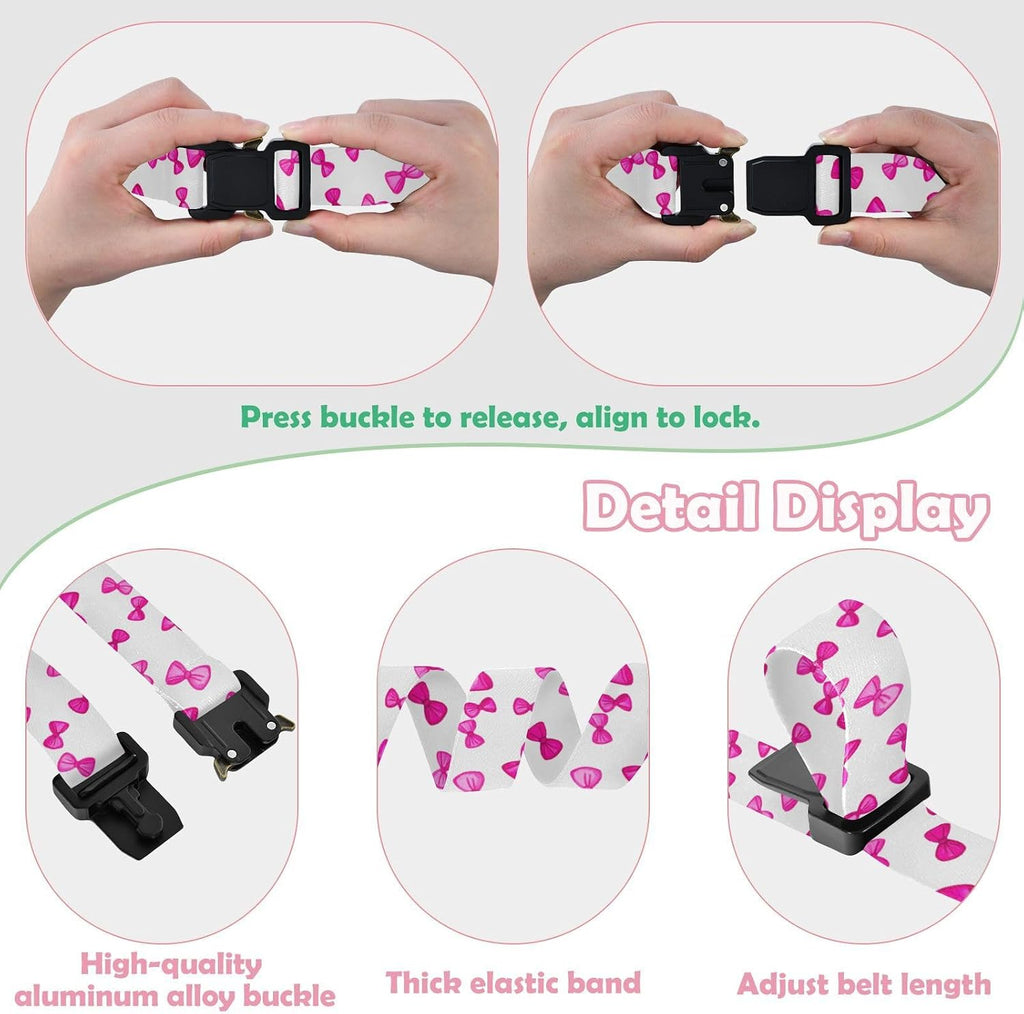 Bow Tie Adjustable Kids Elastic Belts, Girls Boys Stretch Waist Belt with Aluminum Alloy Buckle