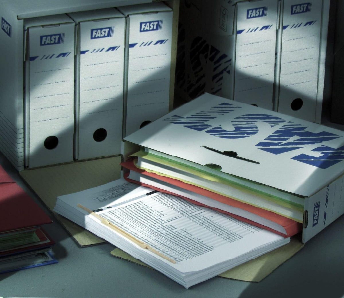 Manual Archive Boxes 15 cm, White/Blue, Pack of 10