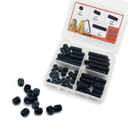 65pcs 1/4-20 4 Sizes Hex Socket Set Screws Assortment Kit, Black Alloy Cup Point Grub Screw for Bathroom Fixtures Door Handles Stripper Pole Rack Screws Precision Instrument ETS