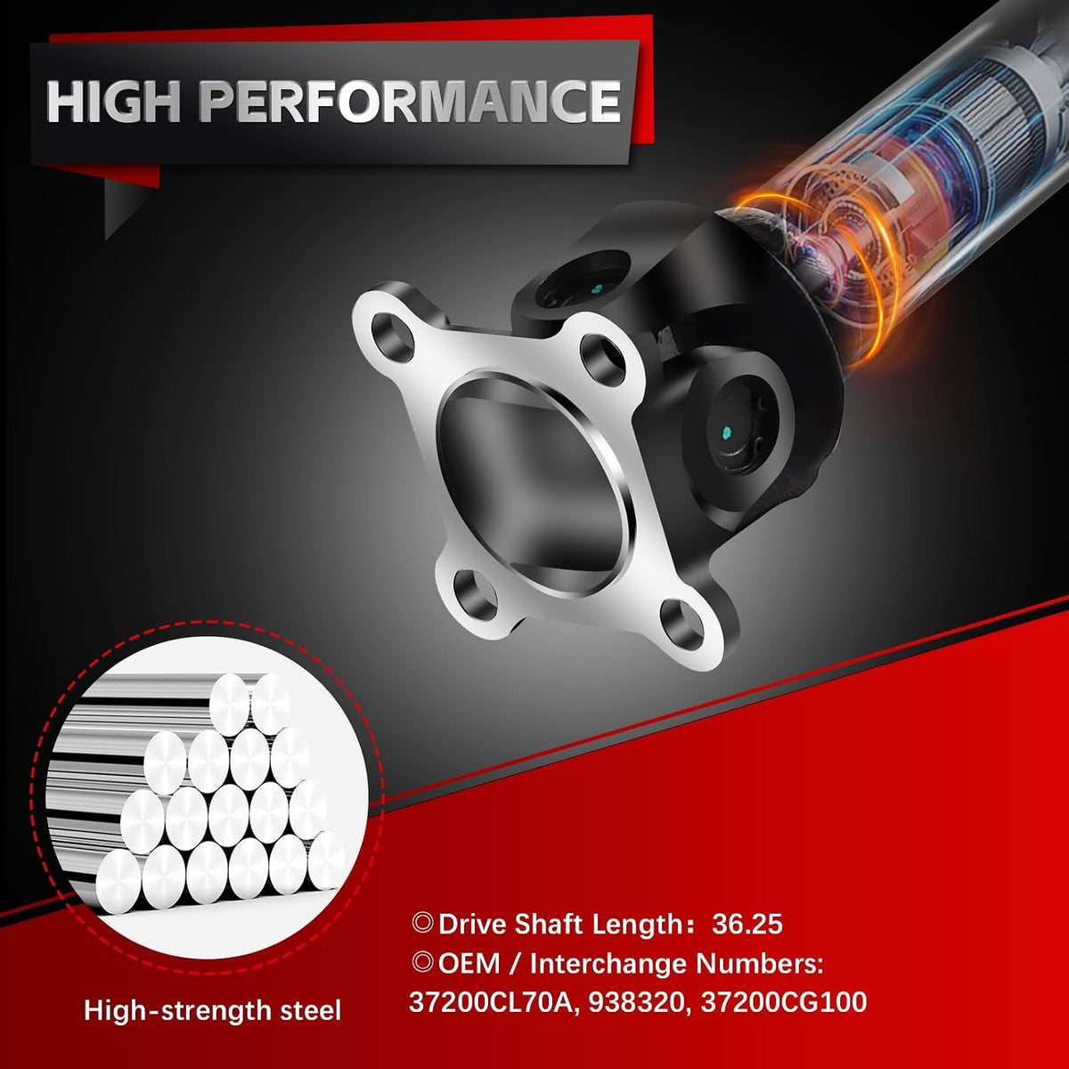 Nifeida 37200-CL70A 938-320 Front Drive Shaft Assembly Replacement for 2003-2008 Infiniti FX35 FX45,08-10 EX35, 04-08 G35,06-09 M35,08-09 M45 AWD/4WD Base Driveshaft Propshaft OE#37200-CG100 36.25"