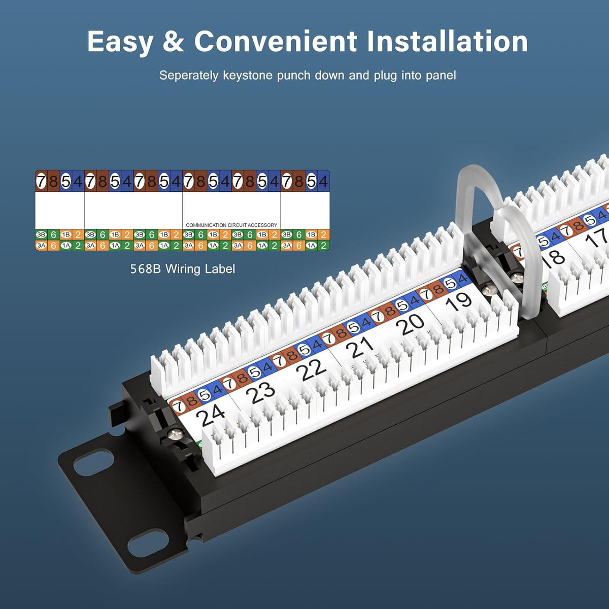 iwillink 24 Port Patch Panel, 10Gbps Cat6 RJ45 Patch Panel, 1U