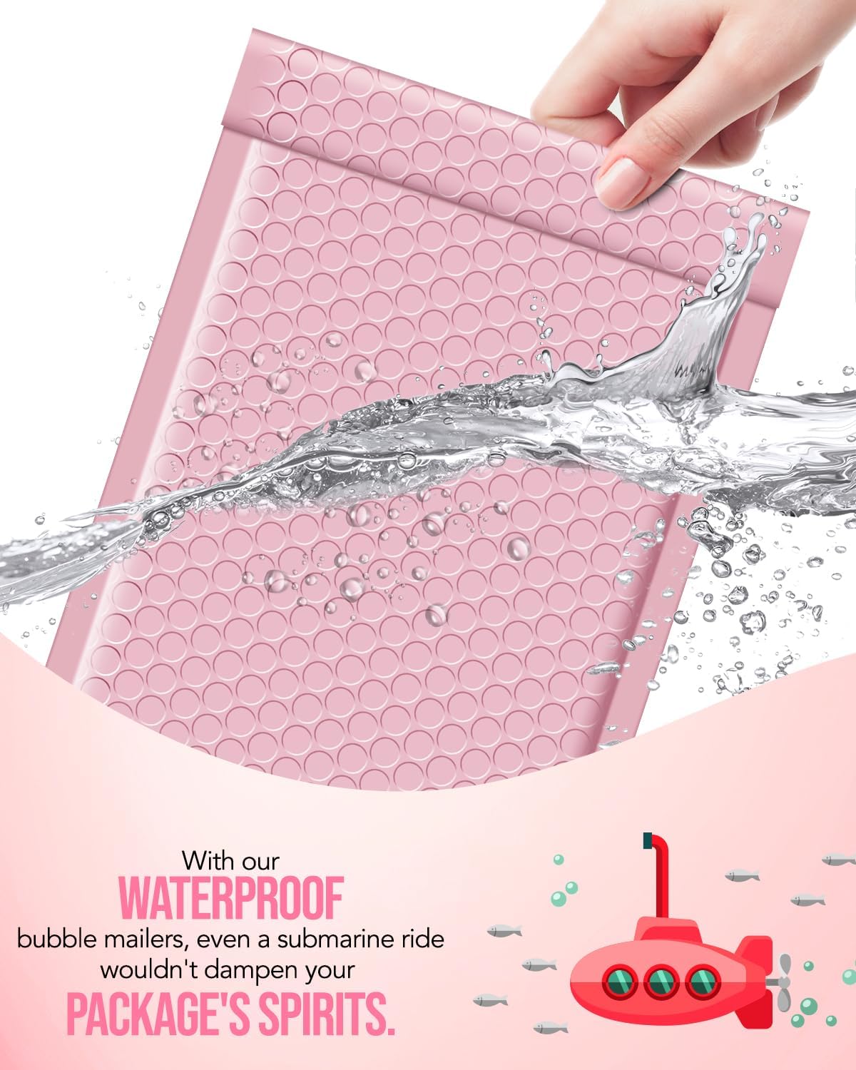 Light Pink Bubble Mailers 6x10" 100 Pack Padded Envelope