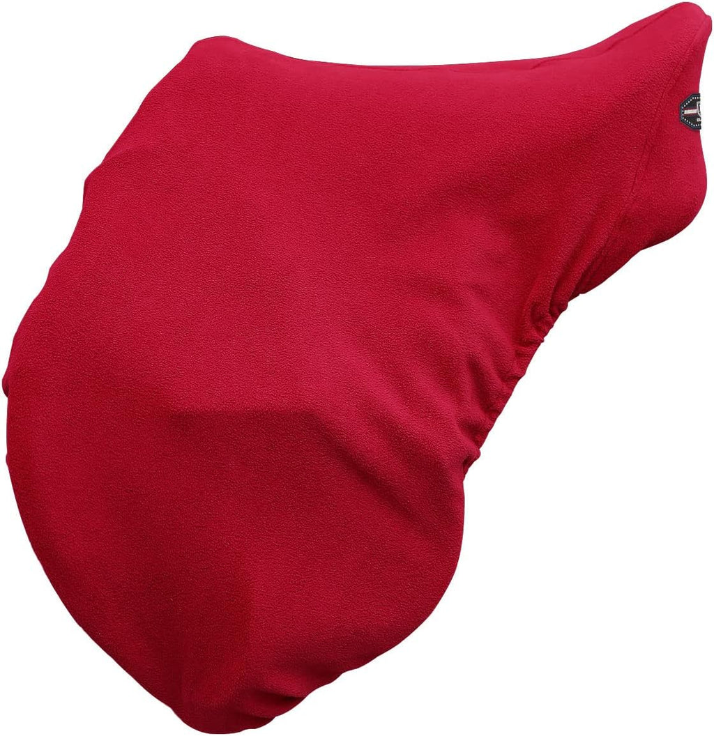 Fleece Saddle Cover for GP/Close Contact Saddles, Dust Protection, Machine Washable, Elastic Fit - Red