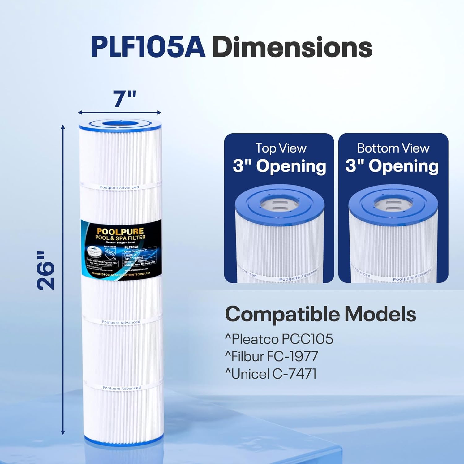 CCP420 Pool Filters Replaces Pentair Clean and Clear Plus 420, R173576, PCC105, 178584, Ultral-A6, Unicel C-7471