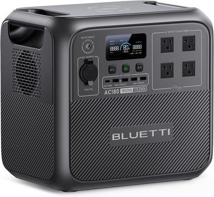 Portable Power Station AC180, 1152Wh LiFePO4 Battery Backup w/ 2 1800W (2700W peak) AC Outlets, 0-80% in 45Min, Solar