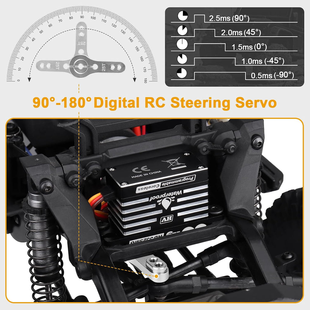 Waterproof RC Servo High Torque Coreless Motor Metal Gear Digital Servo Aluminum Case Parts for 1/8 1/10 RC Crawler