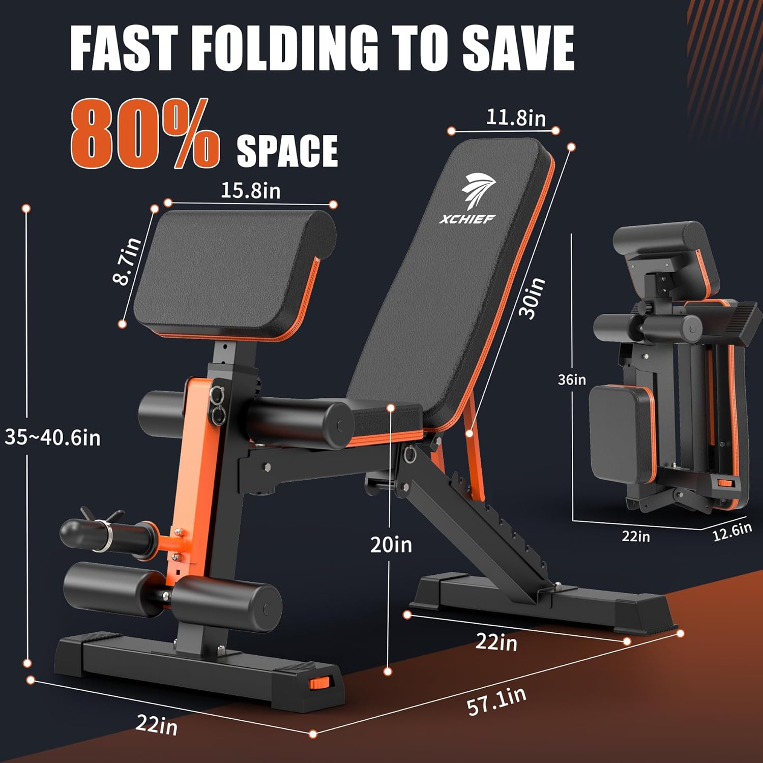 Adjustable Weight Bench - 1000LBS Capacity Heavy Duty Foldable Workout Bench for Full Body Exercise