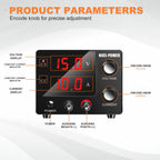 NICE-POWER DC Power Supply Variable 0~30V 0~10A, 3-Digits LED Display Current and Voltage Adjustable 150W Fixed with Encoder DC Bench Power Supply 15V 10A/30V 5A,Electroplating DIY etc PSU