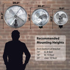 18 Inch Outdoor Fan, Oscillating Wall Mount, Black