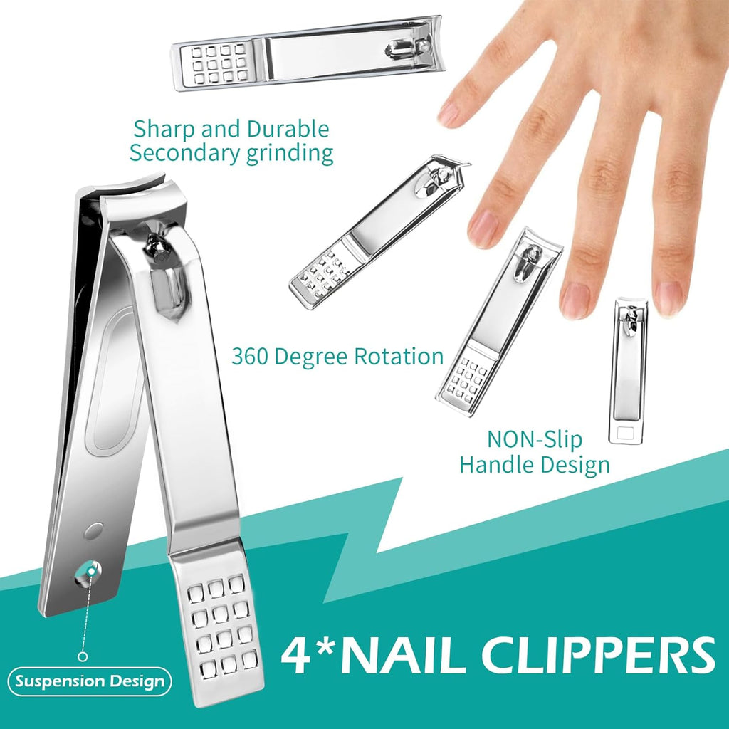 26-Piece Professional Manicure and Pedicure Kit, Nail Clippers Set, Stainless Steel Nail Care Tools with Travel Case