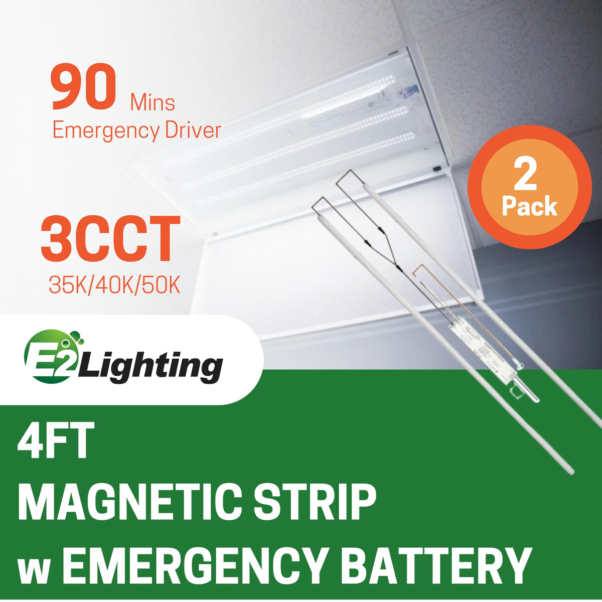 Magnetic 4ft LED Light Strip, LED Retrofit Kit, 2 Pack