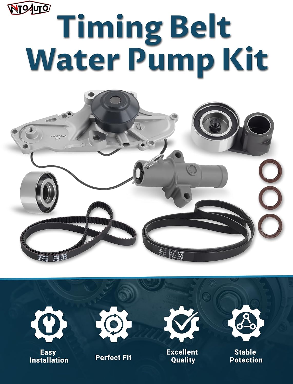 Timing Belt Kit with Water Pump Fit for 2003-2018 Accord Odyssey Pilot MDX