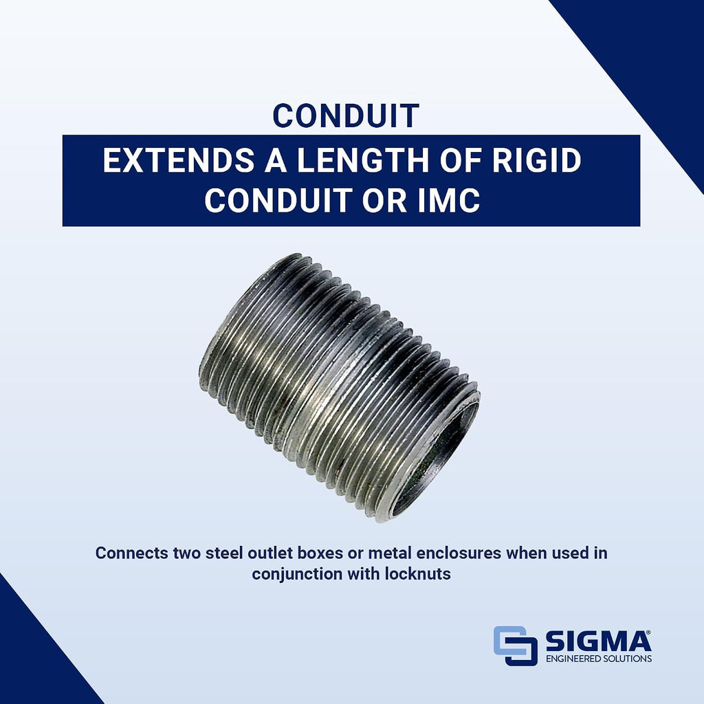 Sigma ProConnex 54300M 2" Rigid Threaded Nipple Conduit Fitting, 1-Pack