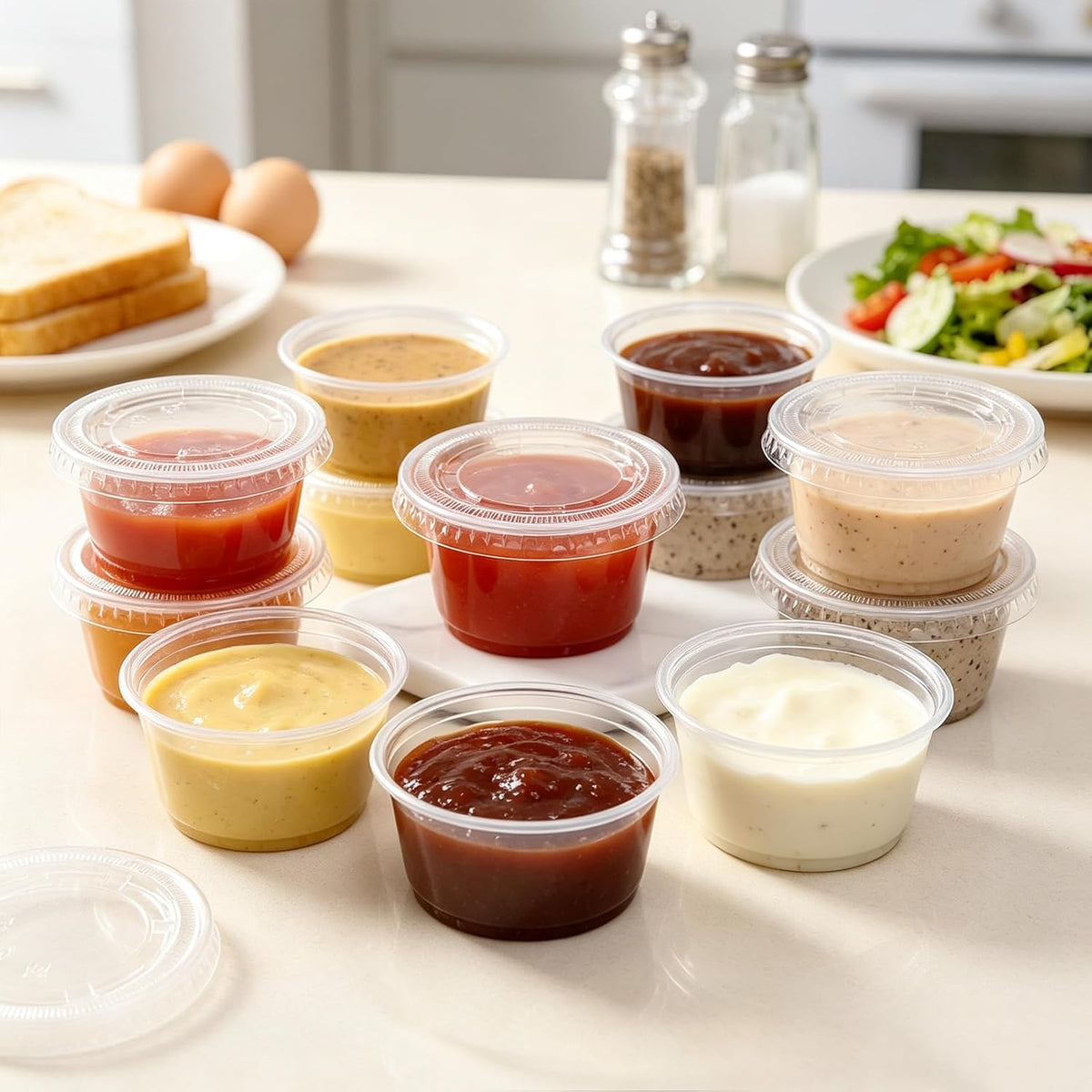 500 Set 2 oz Jello Shot Cups with Lids, Small Plastic Portion Cups