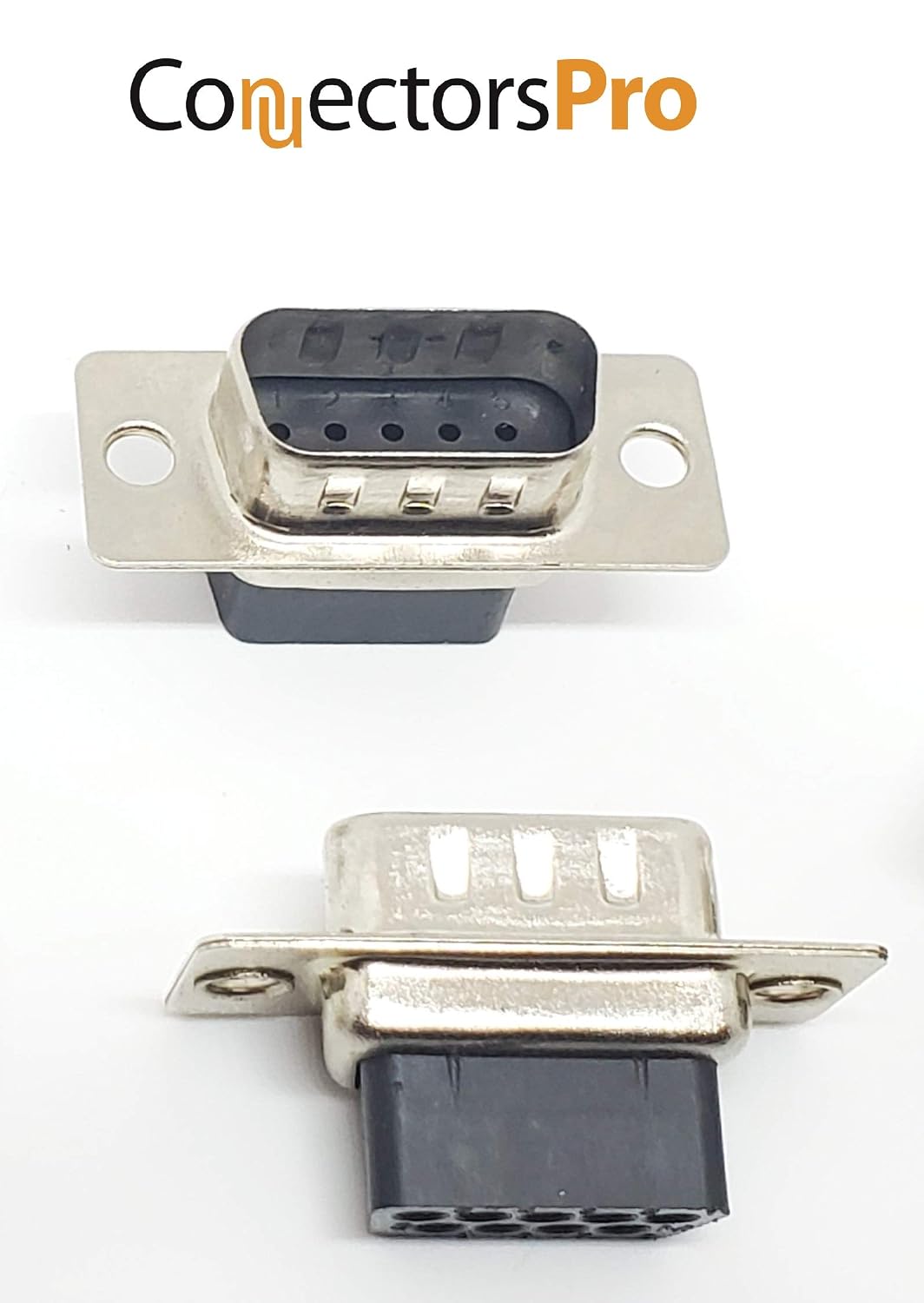 5 Sets Crimp Type DB9 Male + Plastic Hoods + Pins D-Sub 9P Male Crimp Connector, Pin Hood Kit 5 DB9 Males + 5 Hoods + 50 Pins