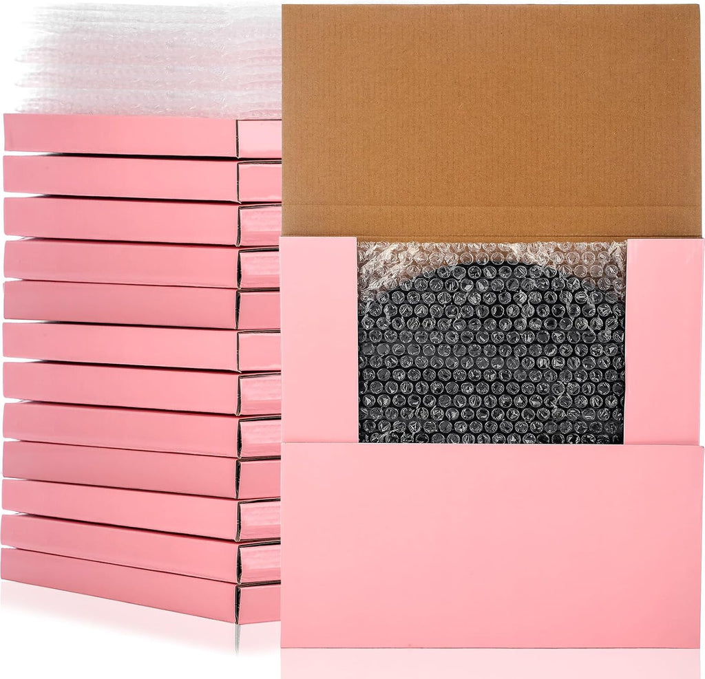 10 Sets 12.6 x 12.6 x 1" Vinyl Record Shipping Boxes, Pink