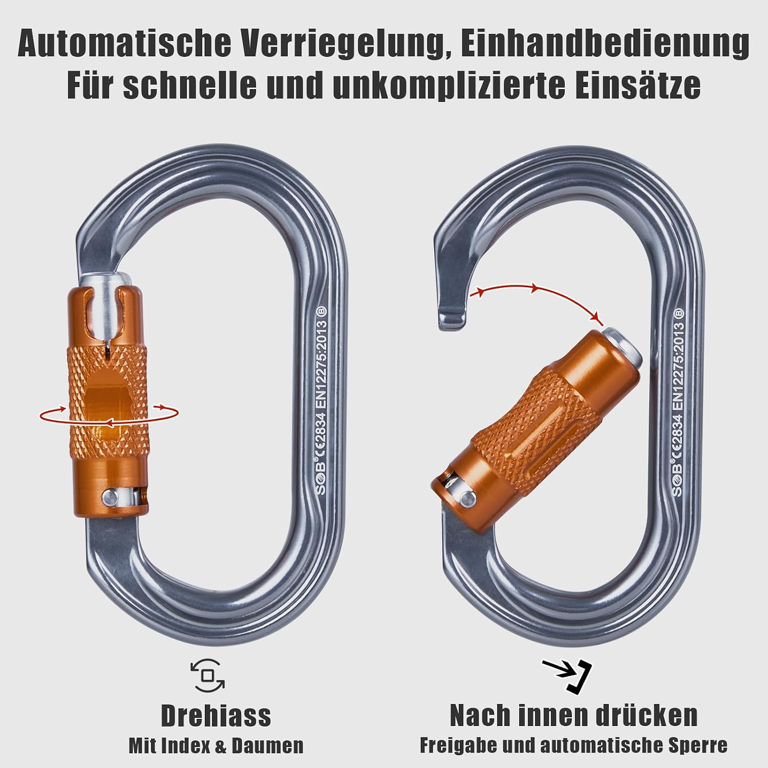 Heavy Duty Carabiner Clips -Auto Locking Climbing Carabiner, Industrial Strength Climbing Hooks for Keychains