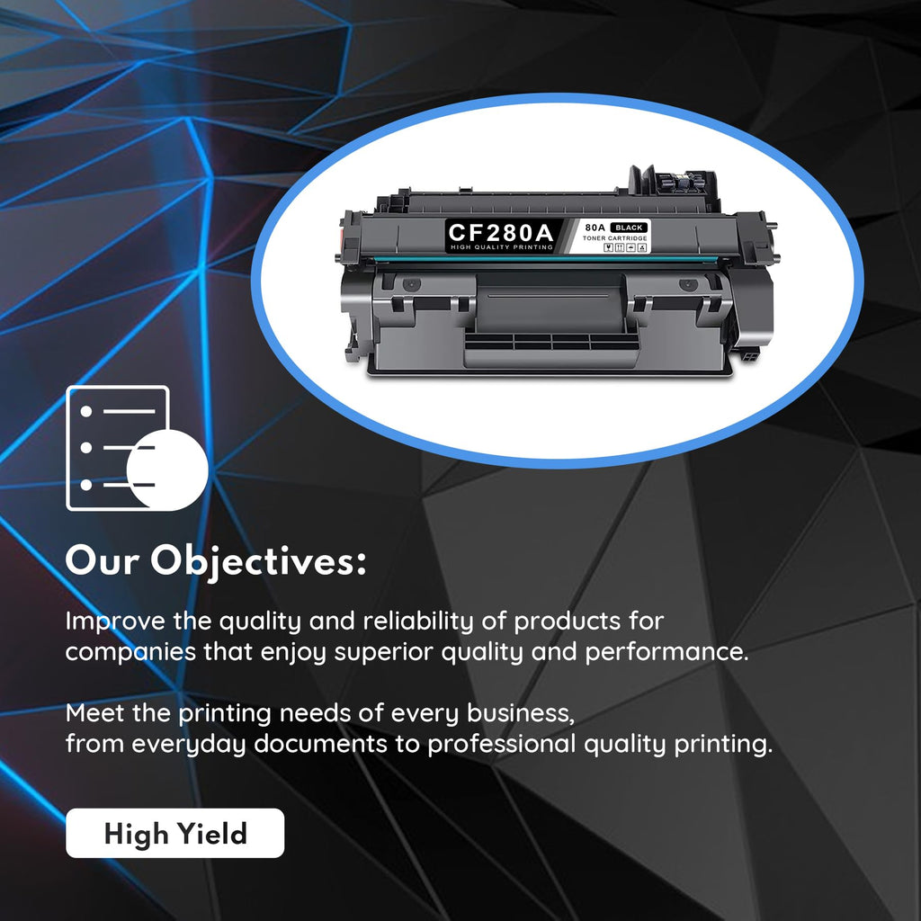 CF280A 80A Toner Cartridge Black High Yield, Replacement for HP 80A