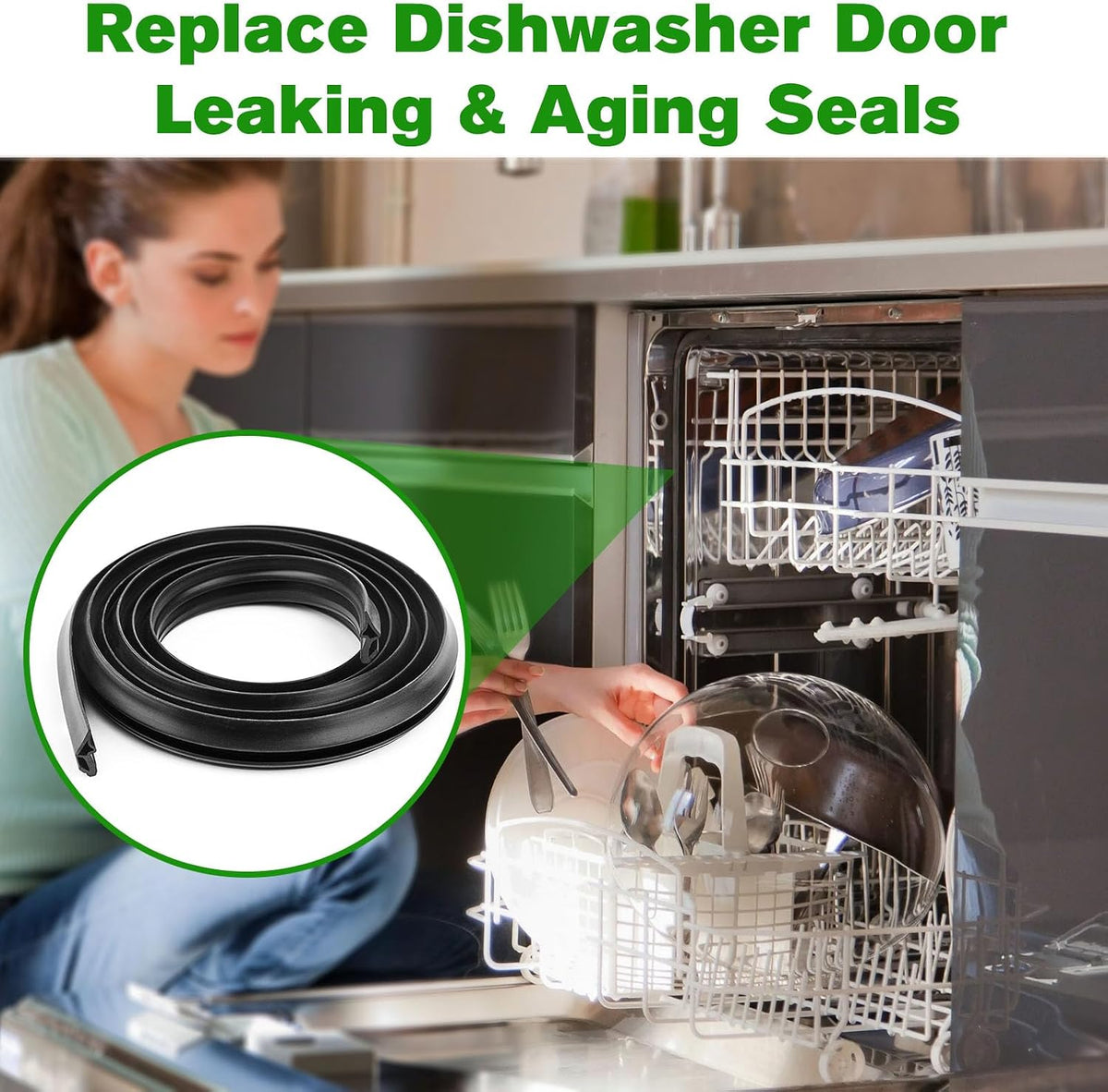 W11177741 Dishwasher Door Seal Gasket - Fits Whirlpool KitchenAid,72 Inch