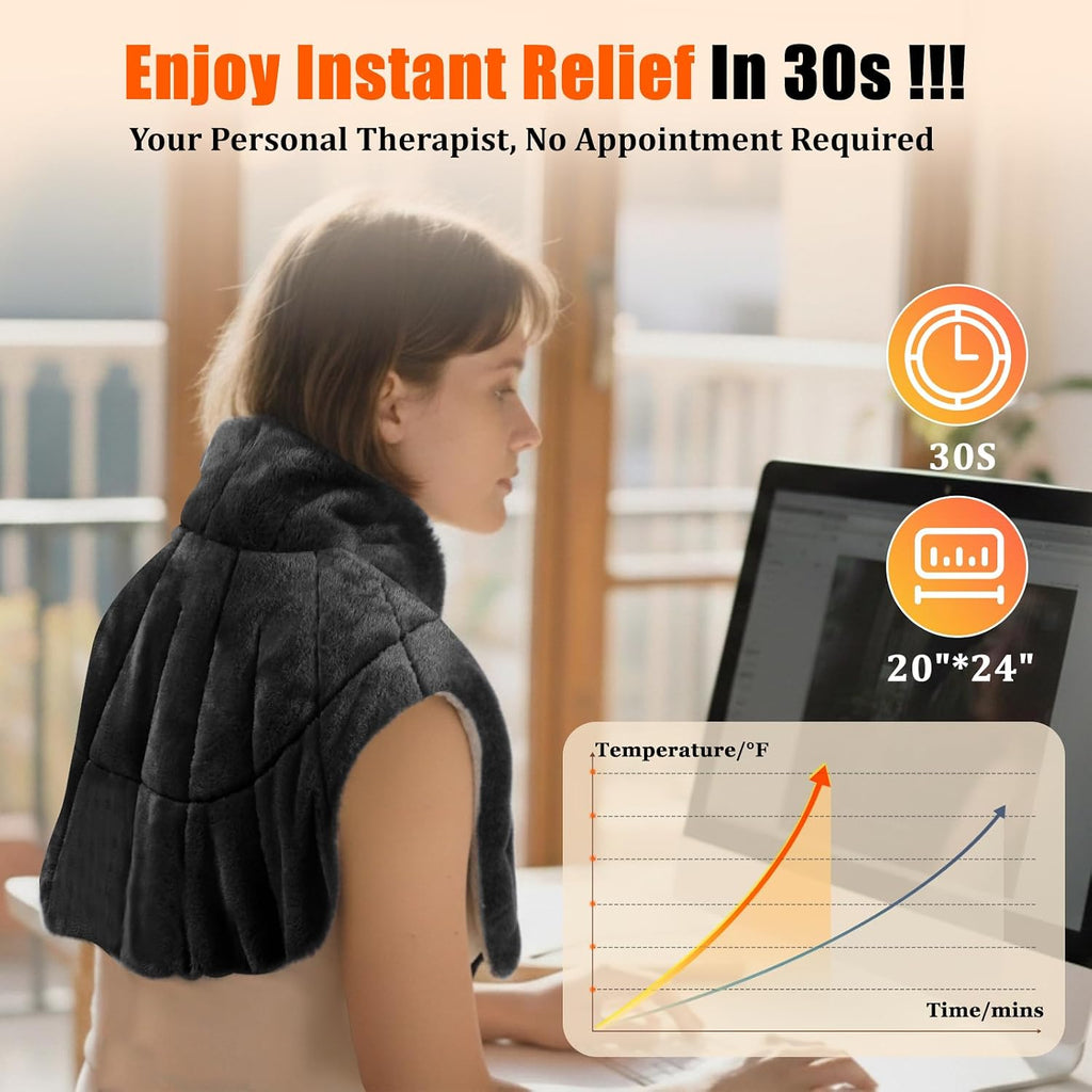 Weighted Far Infrared Heating Pad for Neck Shoulders & Back, 30S Fast Heat