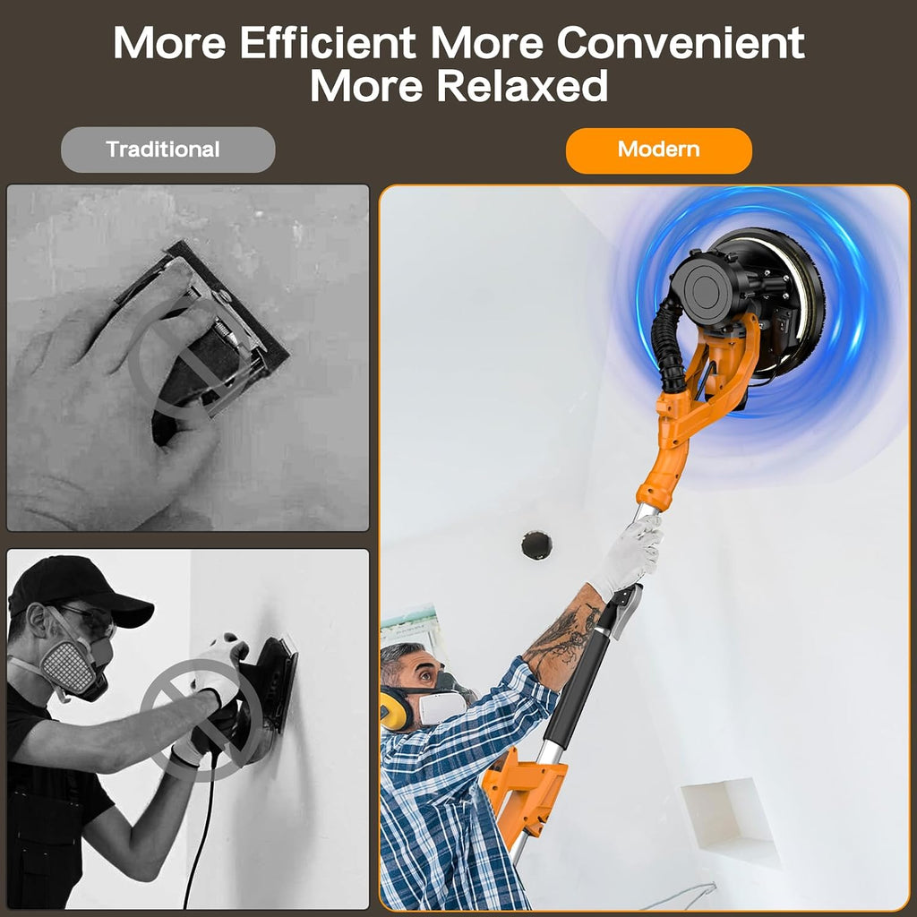 Drywall Sander with Vacuum Dust Collector,Popcorn Ceiling Removal | Dustless Vacuum System;9 Variable Speed