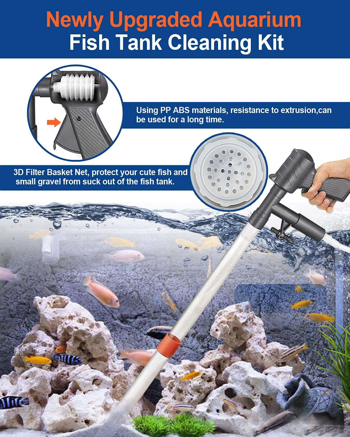 Aquarium Gravel Cleaner [2026 Edition] Vacuum Fish Tank Vacuum Cleaner Tools for Aquarium Water Changer with Aquarium