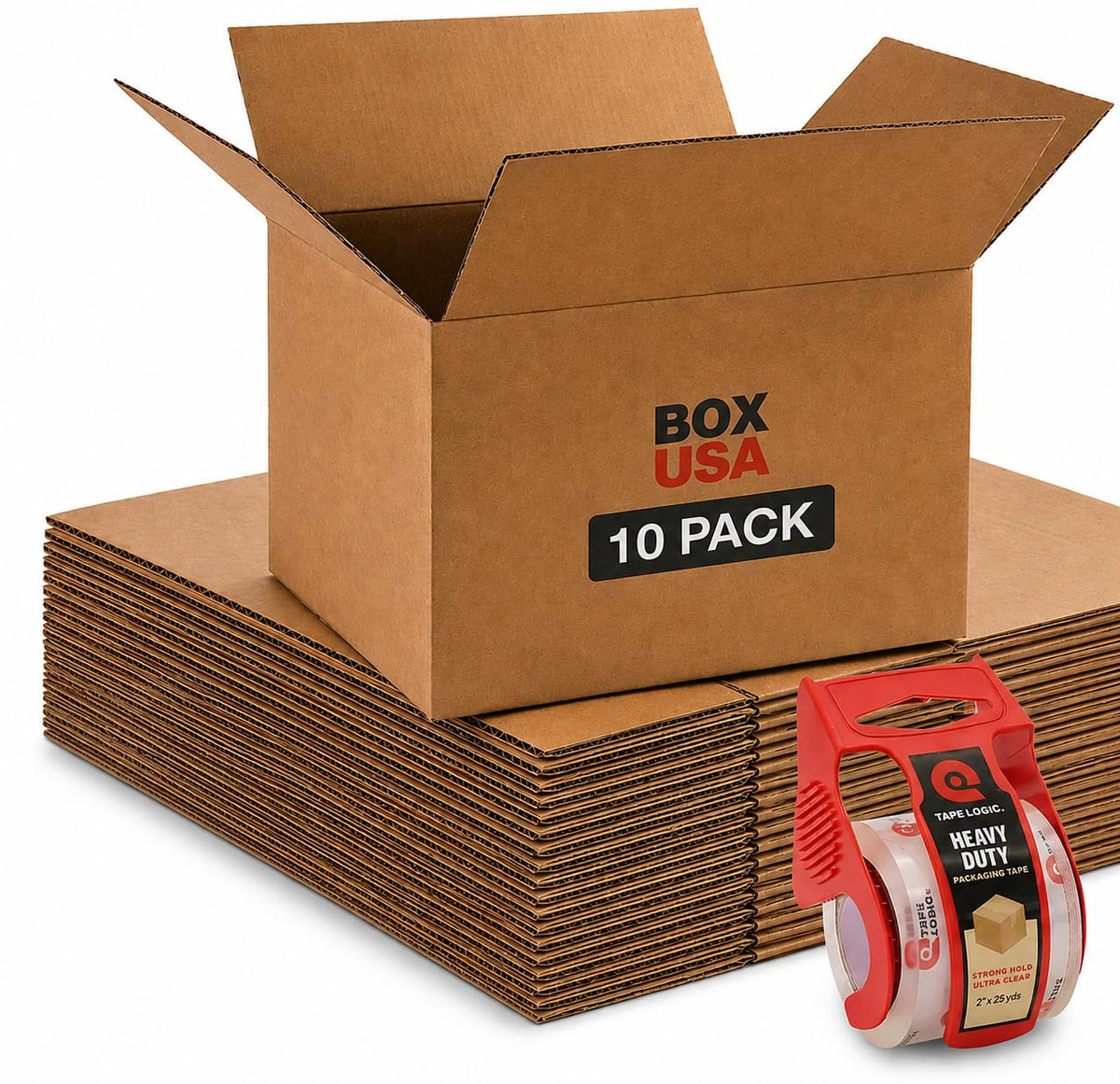 Moving Boxes 18"L x 14"W x 12"H (10-Pack) Medium + Packaging Tape - Shipping, Mailing, Packing, Packaging and Storage